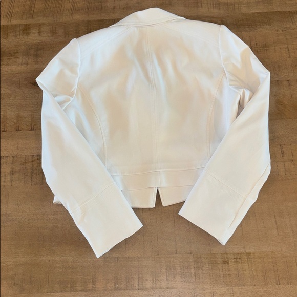 White House Black Market White Cropped Moto Jacket Size 16 - Picture 7 of 7